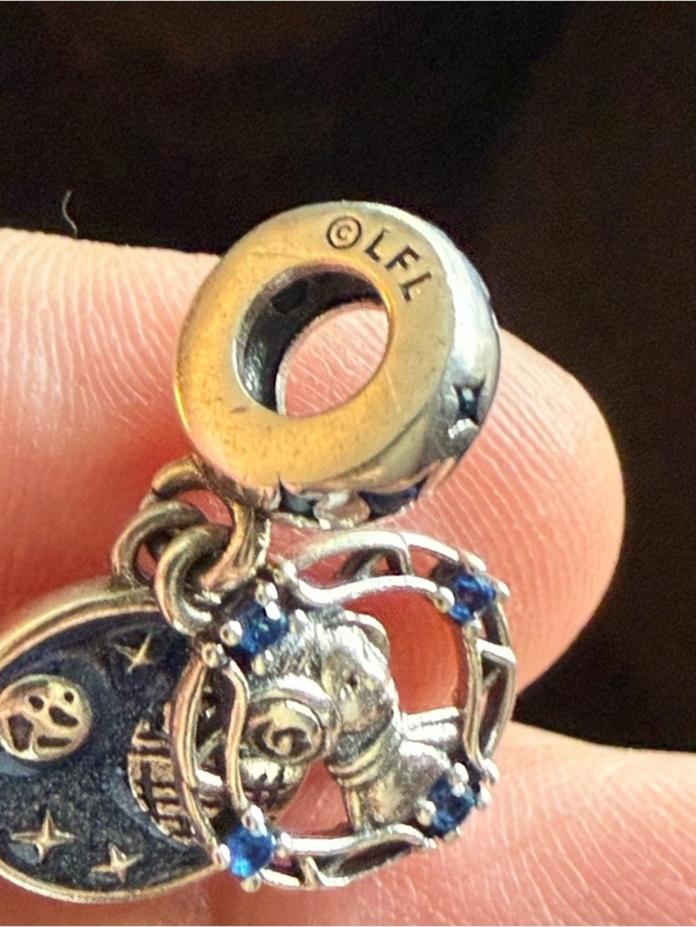 Sterling Silver Blue Zodiac Ram Charm Pendant - Picture 3 of 5